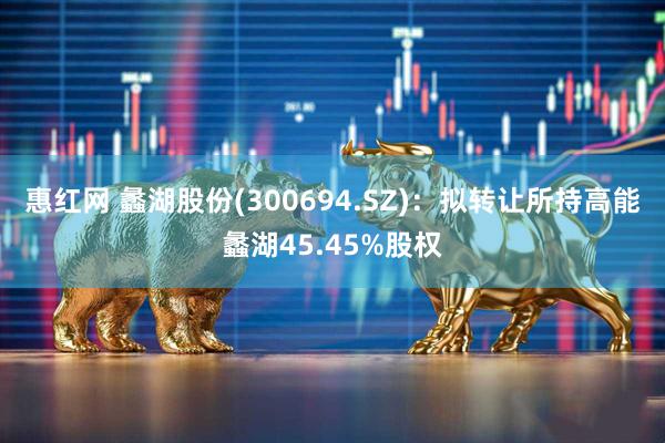 惠红网 蠡湖股份(300694.SZ)：拟转让所持高能蠡湖45.45%股权